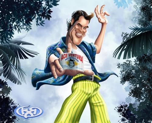 Caricatura Ace Ventura. 