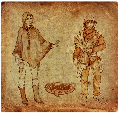 Concept Revolver y Ocultistas, Juego de Rol. Personajes de Harandró, Ran y Kran.