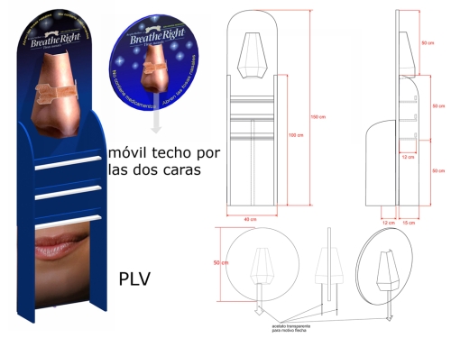 Diseño 3D Stand para farmacia de Breathe Right.