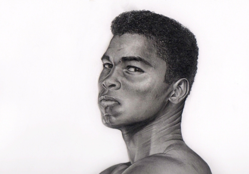 Muhammad Ali. Retrato a Grafito.