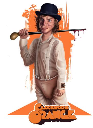 Caricatura  Alex DeLarge. Naranja Mecánica. 